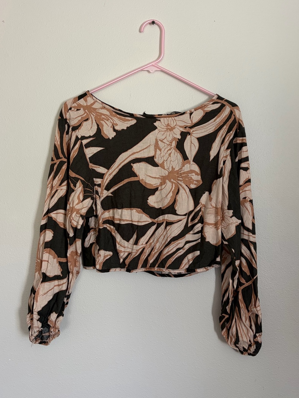 Rachel Zoe Linen Blend Tropical Floral Crop Top